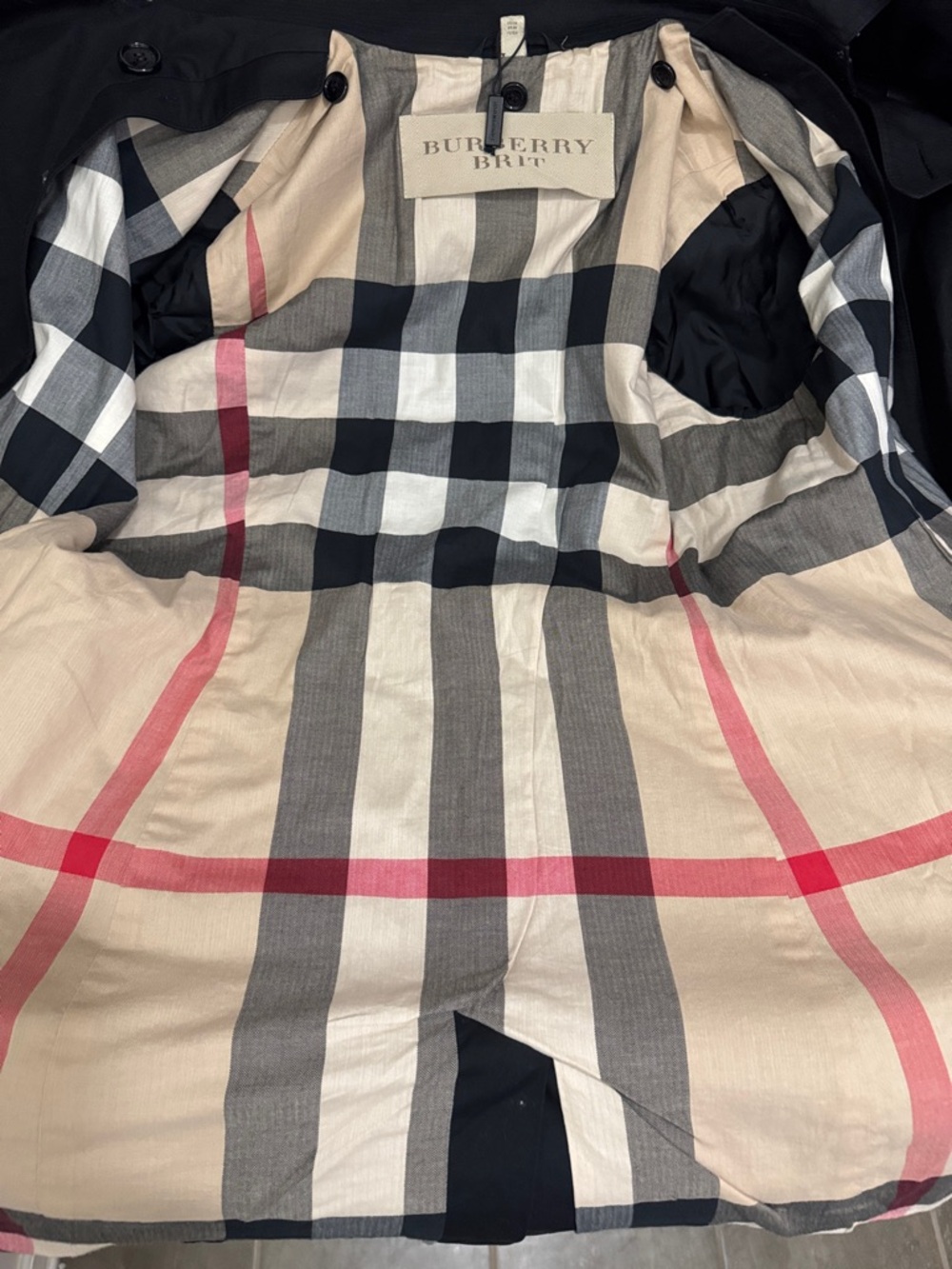 Burberry Black Double-Breasted Trench Coat w/ Hood and Signature Check Cuffs - Picture 11 of 14